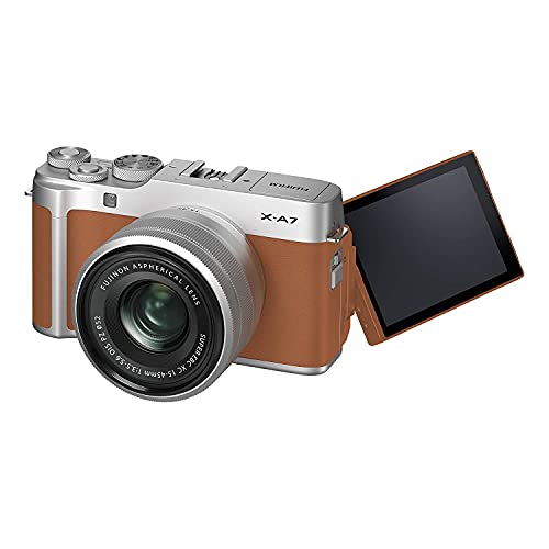 Fujifilm X-A7 24.2 MP Mirrorless Camera with XC 15-45 mm Lens (APS-C Sensor, Large 3.5" Vari-Angle Touchscreen, Face/Eye Auto Focus, 4K Video Vlogging, Blur Control, Film Simulations) - Camel