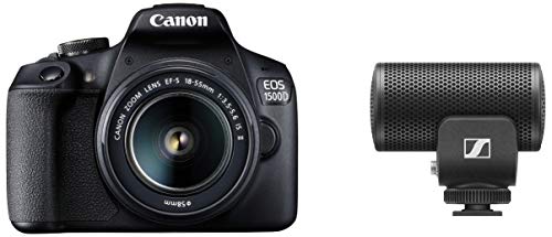 Canon EOS 1500D 24.1 Digital SLR Camera (Black) with Ef S18-55 is Ii Lens + Sennheiser Pro Audio Sennheiser MKE 200, Directional On-Camera Mic for DSLR/Mirrorless Cameras Or Mobile Devices