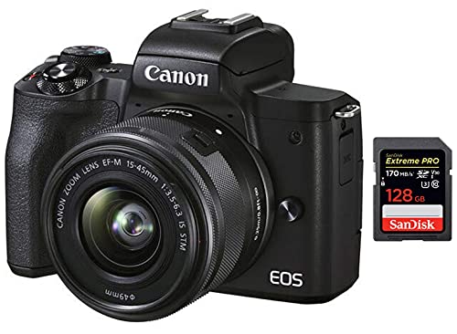 Canon M50 Mark II Mirrorless Camera + SanDisk 128GB Extreme Pro SDXC UHS-I Card - C10, U3, V30, 4K UHD, SD Card