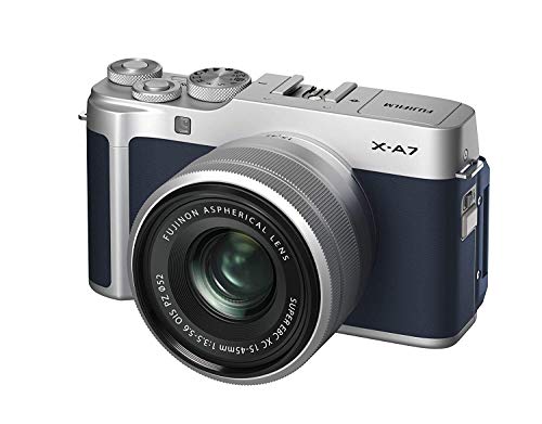 Fujifilm X-A7 24.2 MP Mirrorless Camera with XC 15-45 mm Lens (APS-C Sensor, Vari-Angle LCD Touchscreen, Face/Eye Auto Focus, 4K Video Vlogging, Blur Control, Film Simulations) - Navy Blue